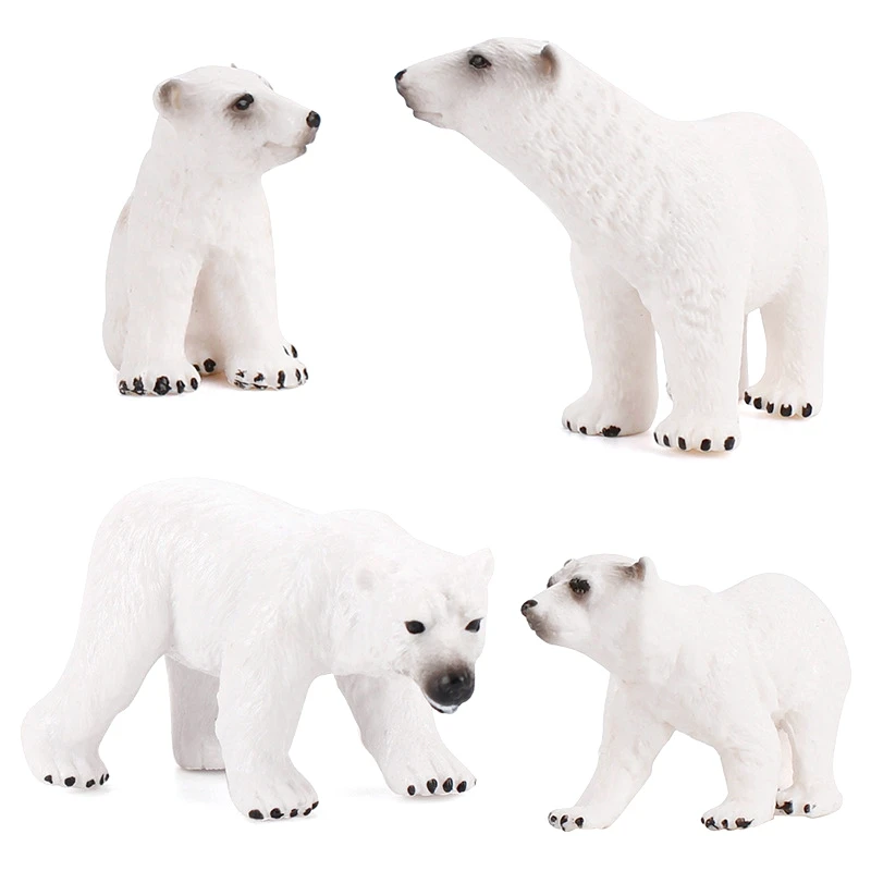 

6 Polar Bear Figurines Toy Set White Polar Bea Polar Animal Toy Kids Educational Cognition Desk Decor Toy