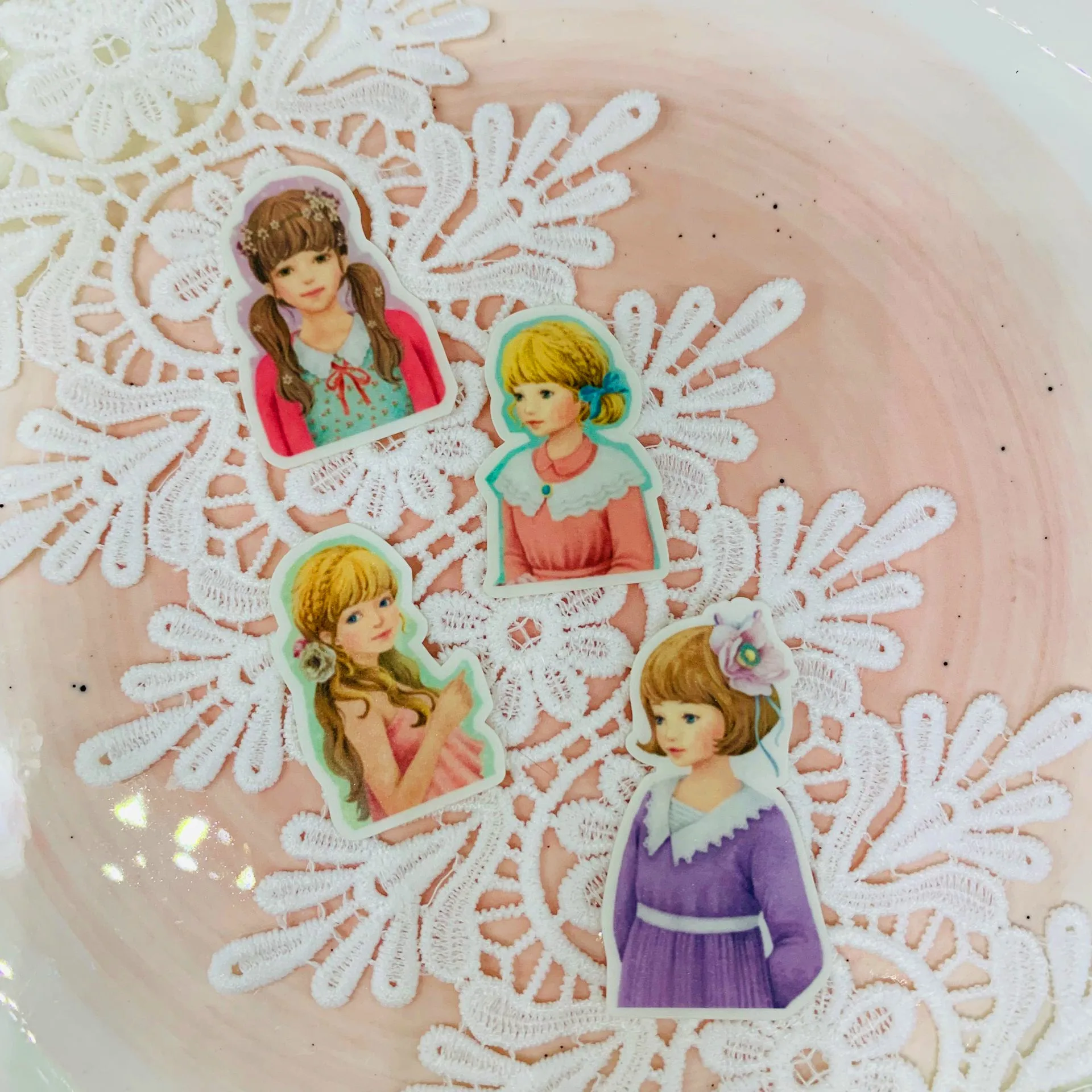 34 pcs Creative retro cute girl clip art stickers / decorative DIY handmade photo album |