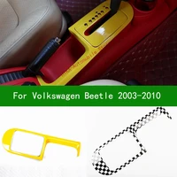for volkswagen beetle 2003 2010 black carbon fiber interior gear panel decoration shift knob trim cover 2004 2005 2006 2007 2008