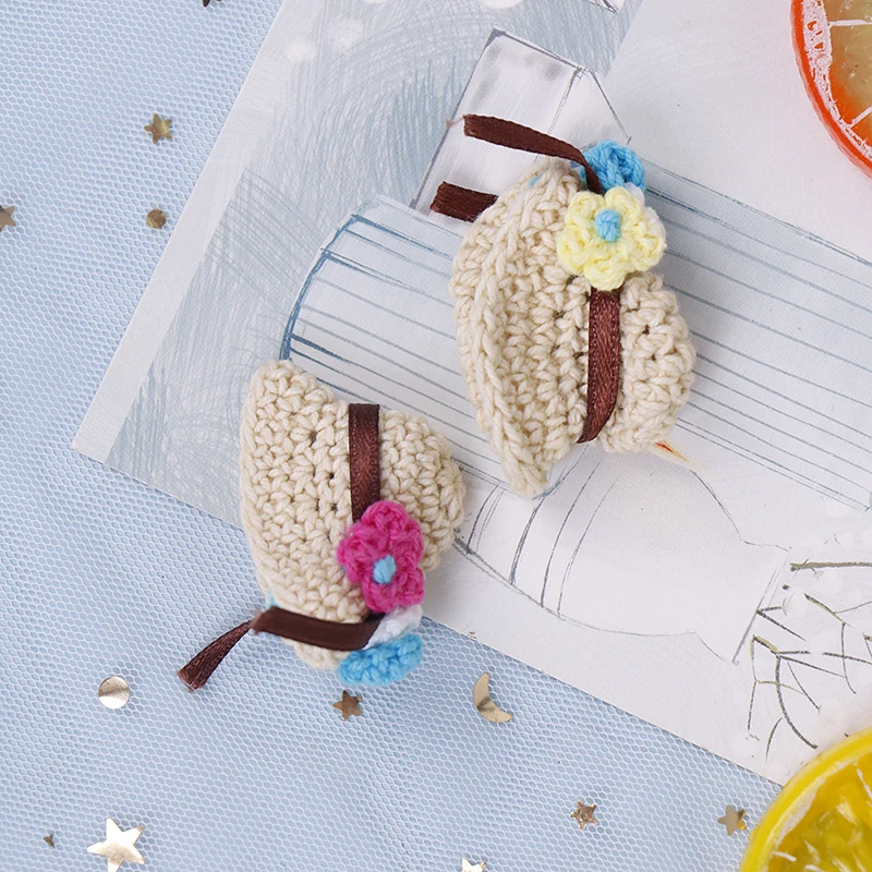 

2pcs Mini Wool Handmade Knitting Hat Cap DIY Dollhouse Accessories Toy