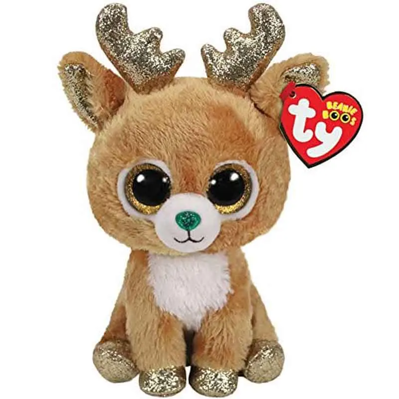 

New 15cm Ty Big Eyes Beanie Christmas Series Reindeer Plush Animal Toys Stuffed Doll Gifts For Boys And Girls