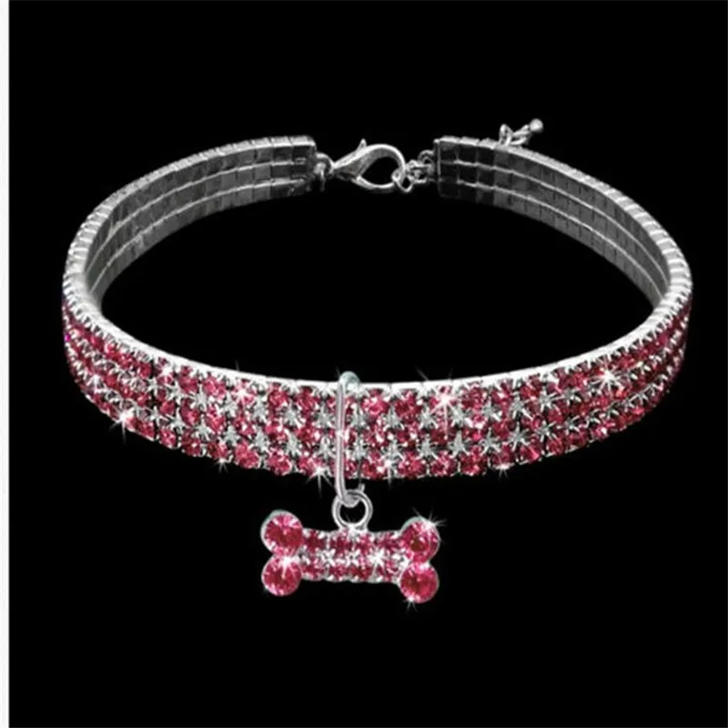 Ошейник Стразы Блестящий из мягкого материала с кристаллами