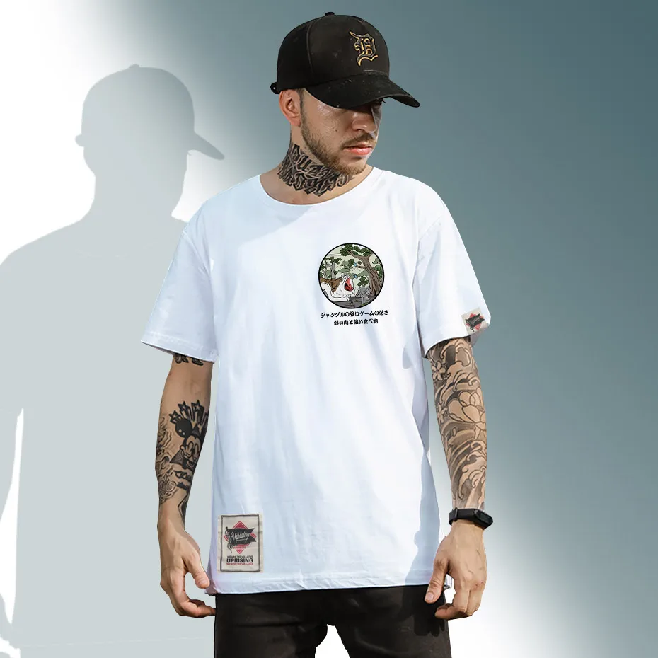 Футболка мужская с японской вышивкой модная тенниска 3d в стиле Харадзюку