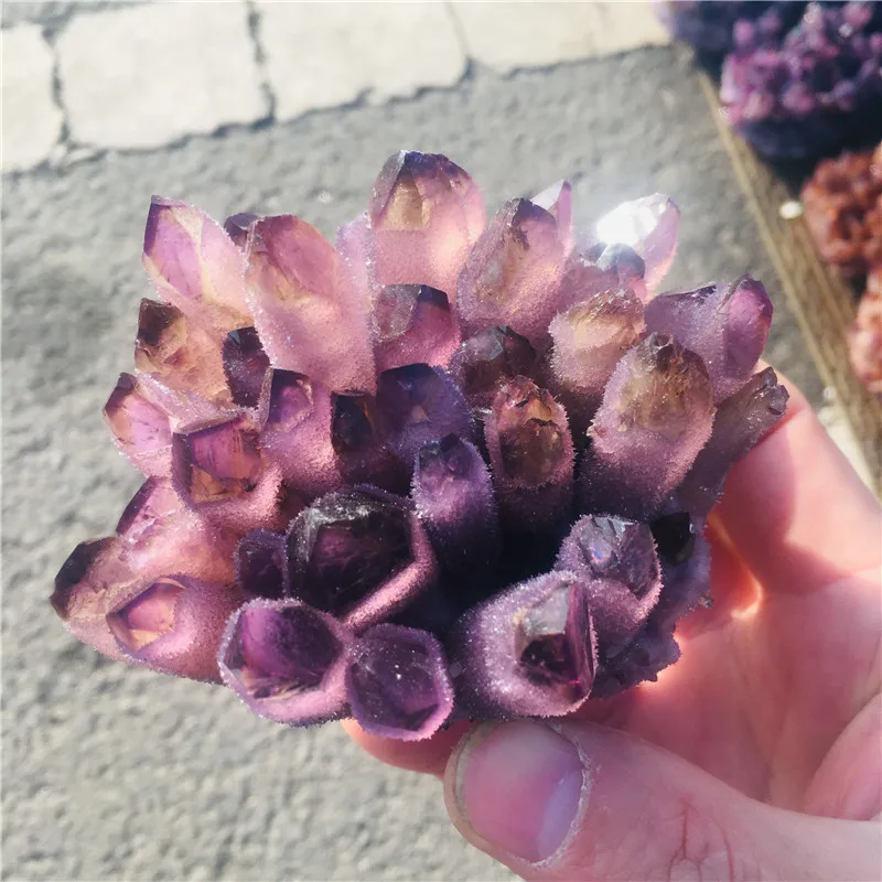 

Natural Crystal Cluster Amethyst Specimen Mineral Ore Purple Quartz Reiki Healing Stone Raw Crystals Home