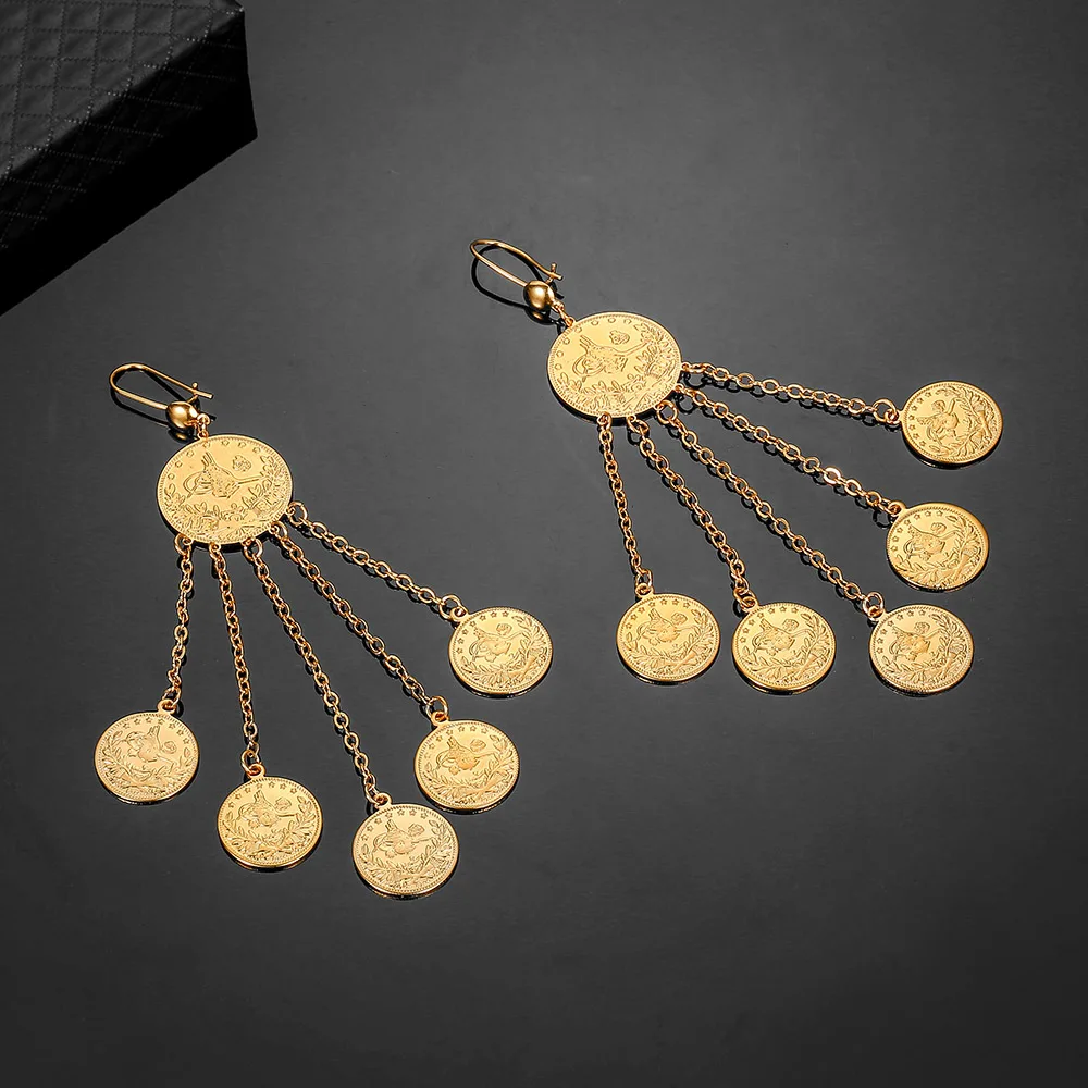 Мусульманин Цвет висячие серьги в виде капель с кристаллами форме для девушек и