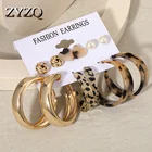Серьги-кольца ZYZQ женские с леопардовым принтом, простые характерные классические украшения геометрической формы в стиле ретро, 2021