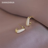 shangzhihua classic white enamel glaze earrings for women korea 2021 new delicacy girls unusual jewelry party gift