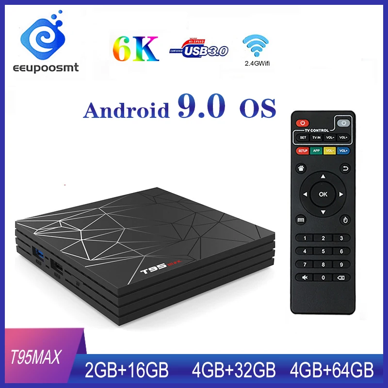 ТВ приставка T95MAX 4 + 64 ГБ 6K Android 9 0 Allwinner H6 ядра 2 GWifi 2G16G 4G32G|ТВ-приставки и