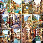 HUACAN полноразмерная алмазная живопись, городской уличный пейзаж, алмазная вышивка, ландшафт, украшение для дома