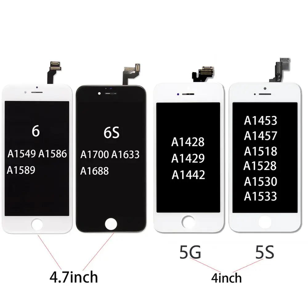 Черный/белый класс AAA+ ЖК-дисплей для iPhone 5 5S 6 6 S 7 3D сенсорный дигитайзер сборка экрана Ecran Замена+ закаленное стекло