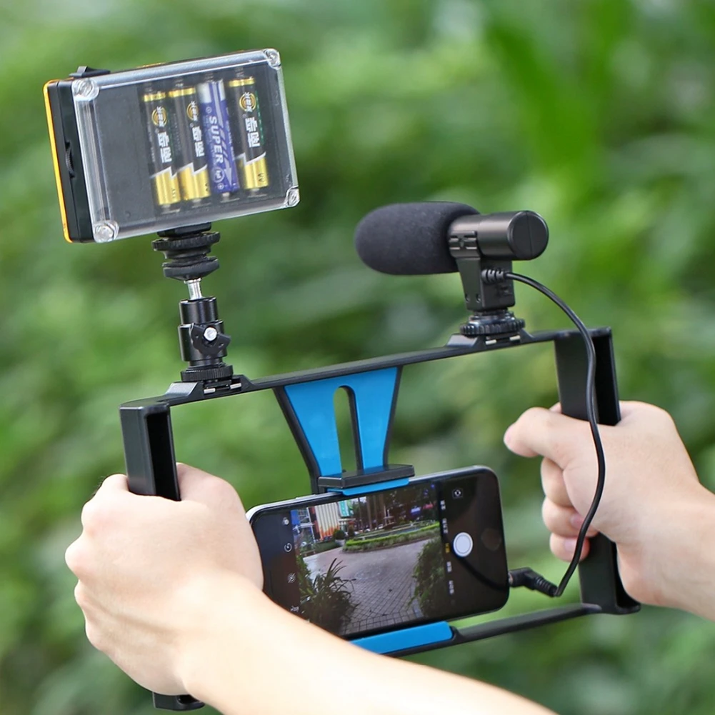 

PULUZ new Photo Studio Accessories/Handheld Filmmaking Vlogging Rig+96LED Camera Light+Tripod Head+Microphone
