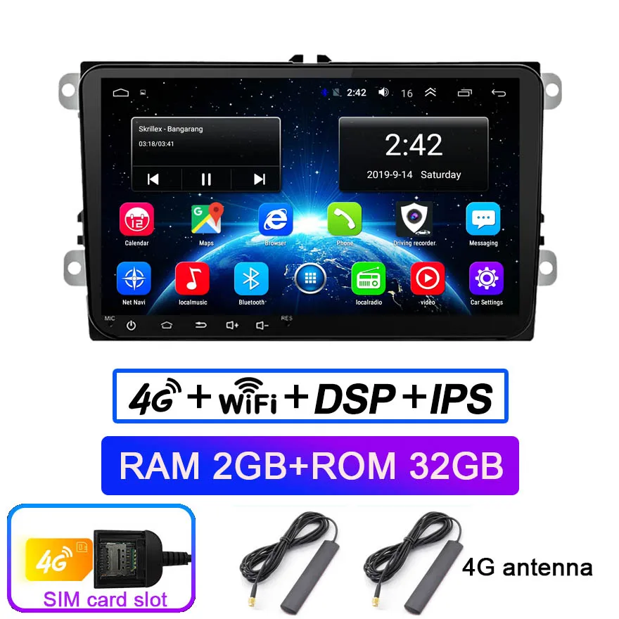 " Android 8,1 автомобильный радиоприемник gps навигатор для Volkswagen Skoda Octavia golf 5 6 touran passat B6 polo tiguan yeti rapid multimedia - Цвет: 4G SIM 2GB