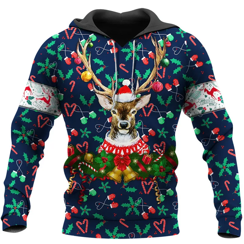 

Fashion Autumn Mens Hoodie cute Deer Christmas 3D All Over Printed hoodies and Sweatshirt Unisex Casual Hoodies Size S-5XL