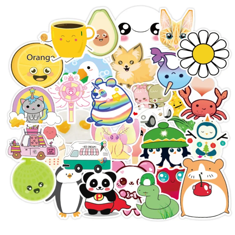 

10/30/50PCS Cute Cartoon Small Fresh Animal Stickers Waterproof Suitcase Notebook Guitar Graffiti Decoration Toys Wholesale