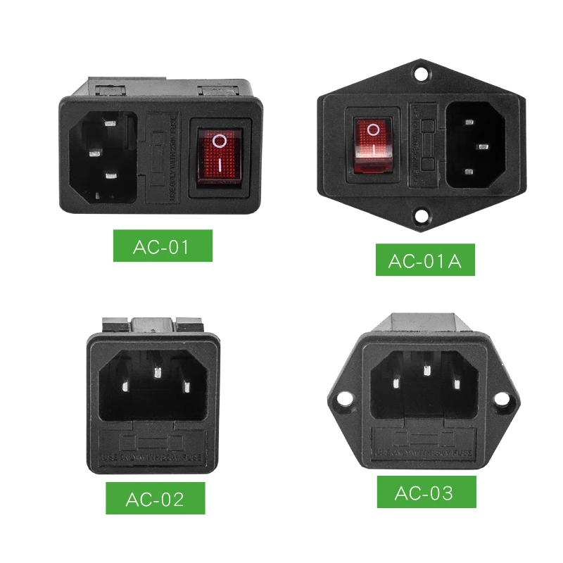 1 шт. 10A 250VAC 4 Pin IEC320 C14 входной разъем гнездо питания переменного тока с красная