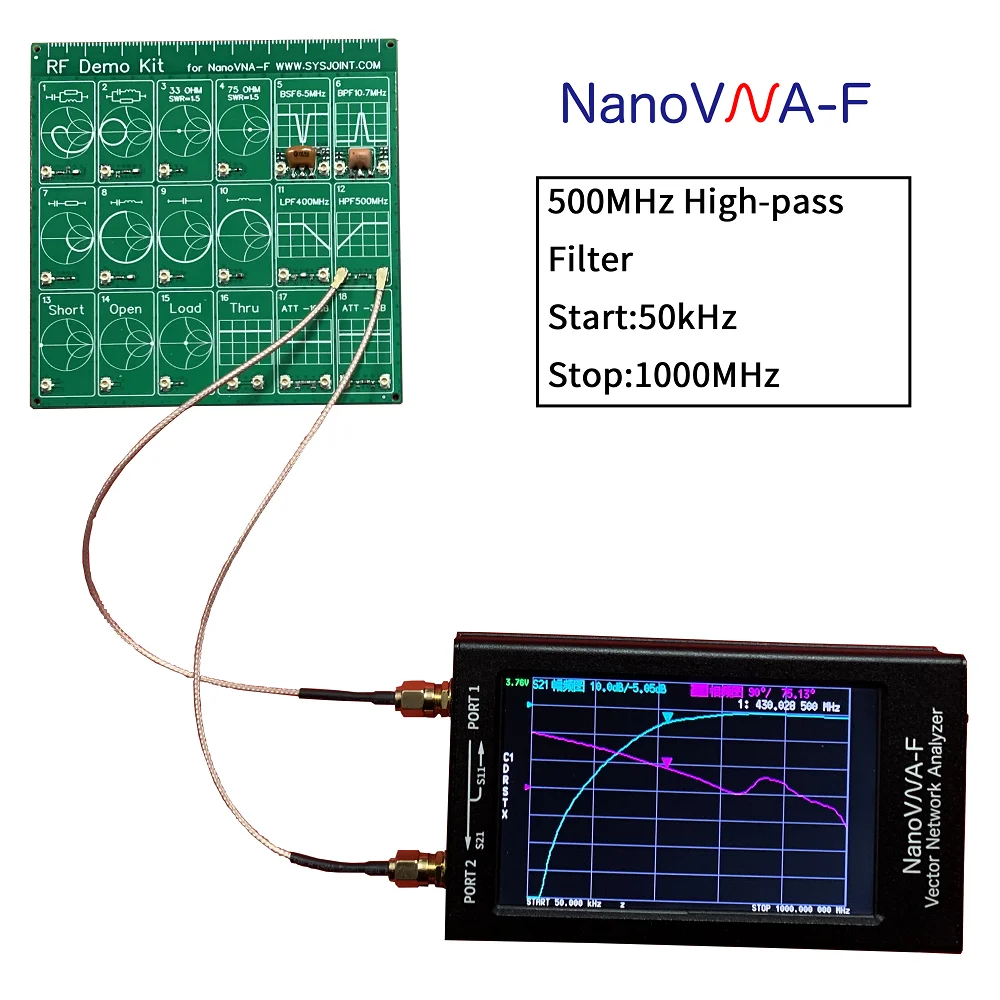 NanoVNA F UHF вектор сетевой анализатор антенны в переменного тока 50 1000 МГц 4 3 дюймов IPS
