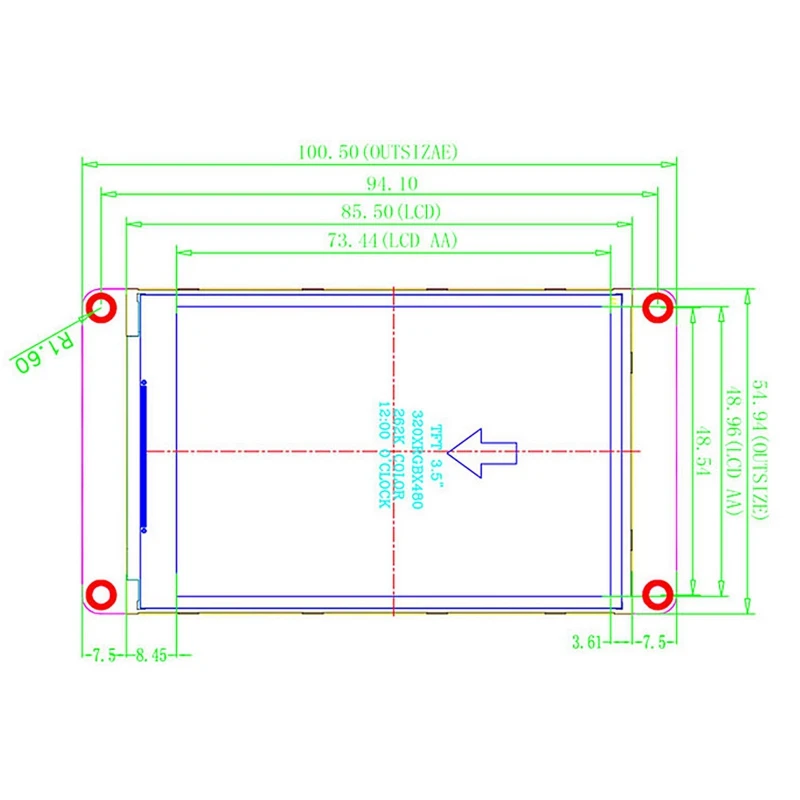 

3.5" HMI TFT LCD Touch Display Screen Module 480x320 for Raspberry Pi 3