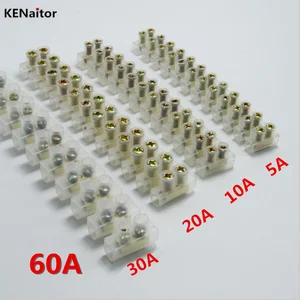 5A 10A 20A 30A 60A 12-позиционный двухрядный винтовой клеммный блок огнестойкий нейлоновый клеммный блок соединитель