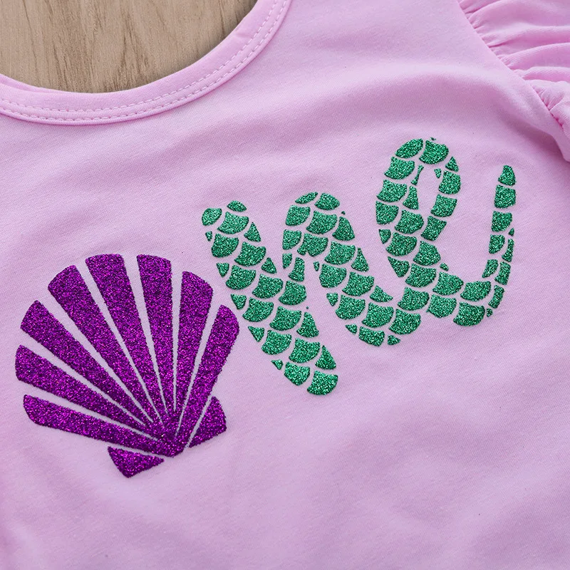 Наряд Русалочки для новорожденных девочек розовый топ с рукавами-крылышками и