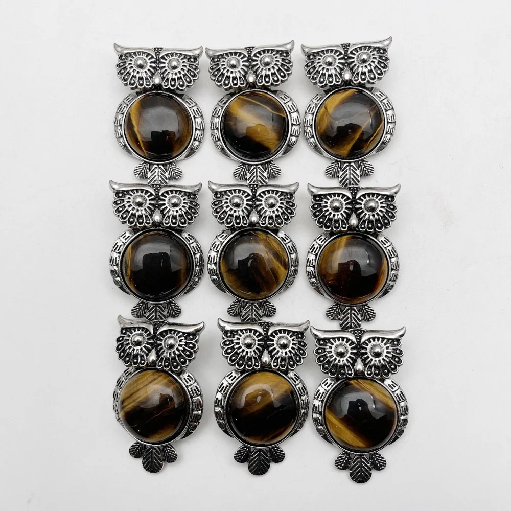 

Модные натуральный камень ретро Тайгерай Сова Подвеска Ожерелье для изготовления ювелирных изделий 12 шт./лот очаровательные модные аксесс...