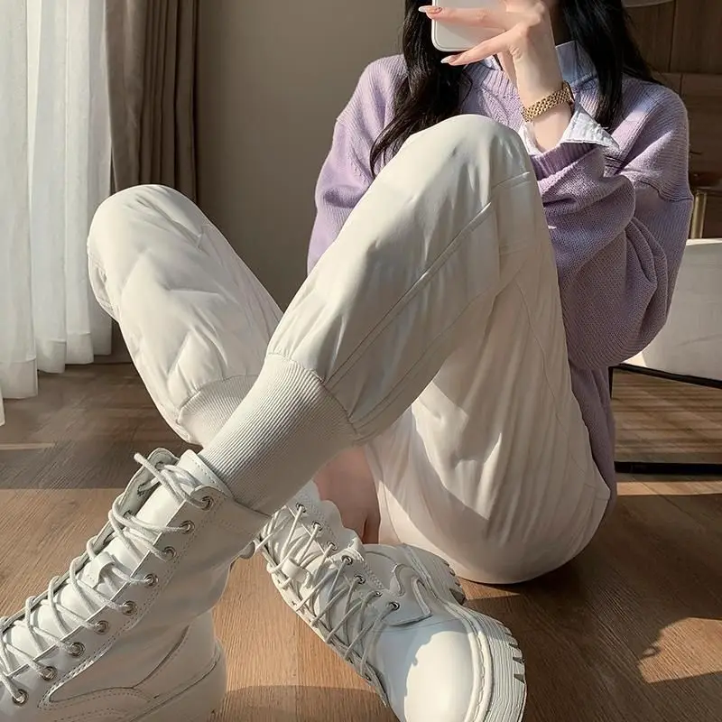 

Women's Cotton Pants Winter Loose Plus Velvet Thickening Solid Leisure Casual Trousers Street Korean Fashion Women Clothes