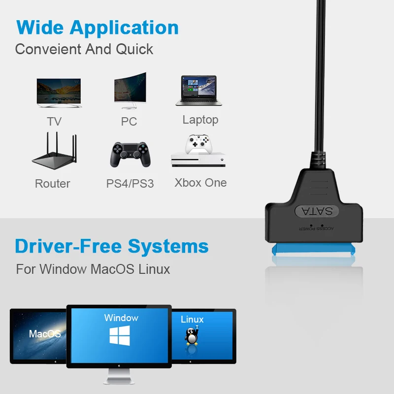 5 Гбит/с USB 3 0 на SATA III внешний 2 &quotконвертер жесткого диска накопитель кабель с