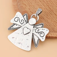 5pcslot silver color large hammered guardian angel charms pendants for necklace jewelry making accessories