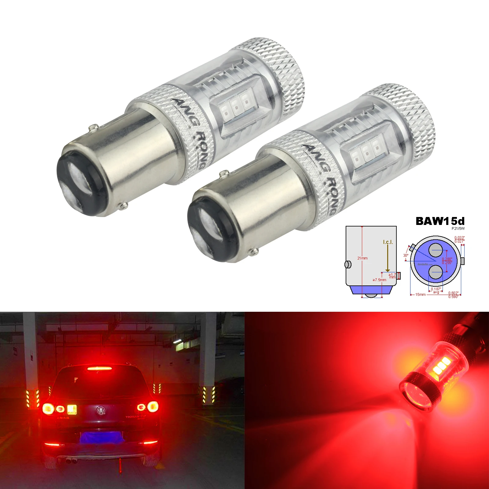 ANGRONG 2x красный PR21/5 Вт 380R BAW15d P21/5 Светодиодный 15 боковой задний противотуманный