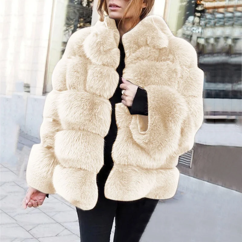 

Fur coat women's imitation fur coat women's coat imitation fox hair horizontal splicing artificial fur