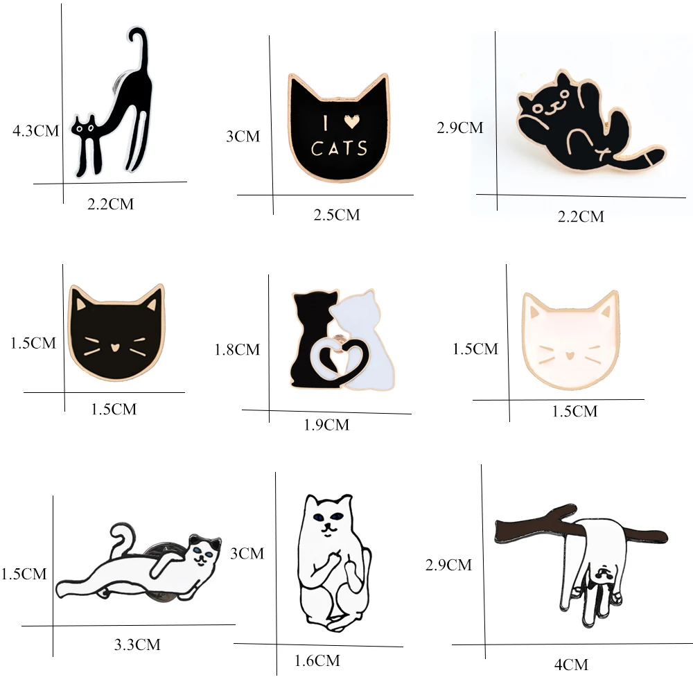Коллекция брошей в виде кошки броши мультяшных животных черные и белые