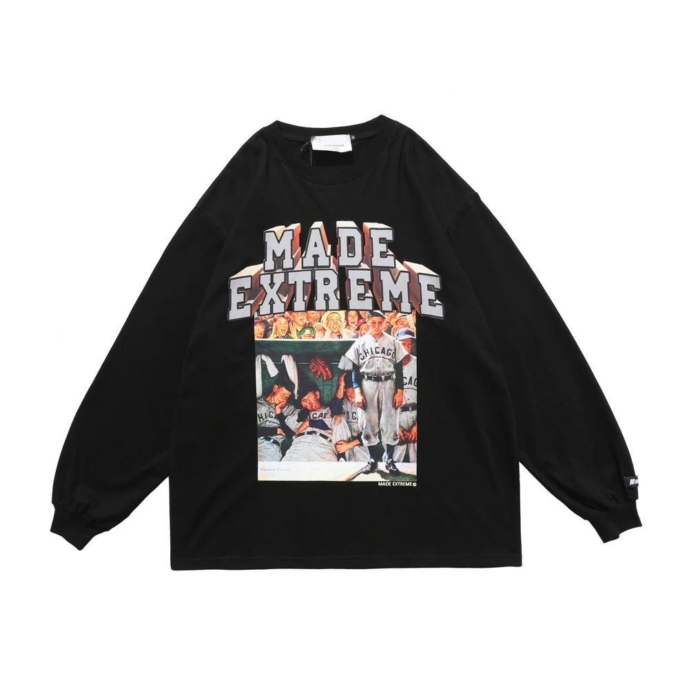 

2020 Autumn Oversized Long Sleeve graphic t shirt Harajuku Retro Print Men/Women Hip Hop Streetwear T-shirts Cotton Top