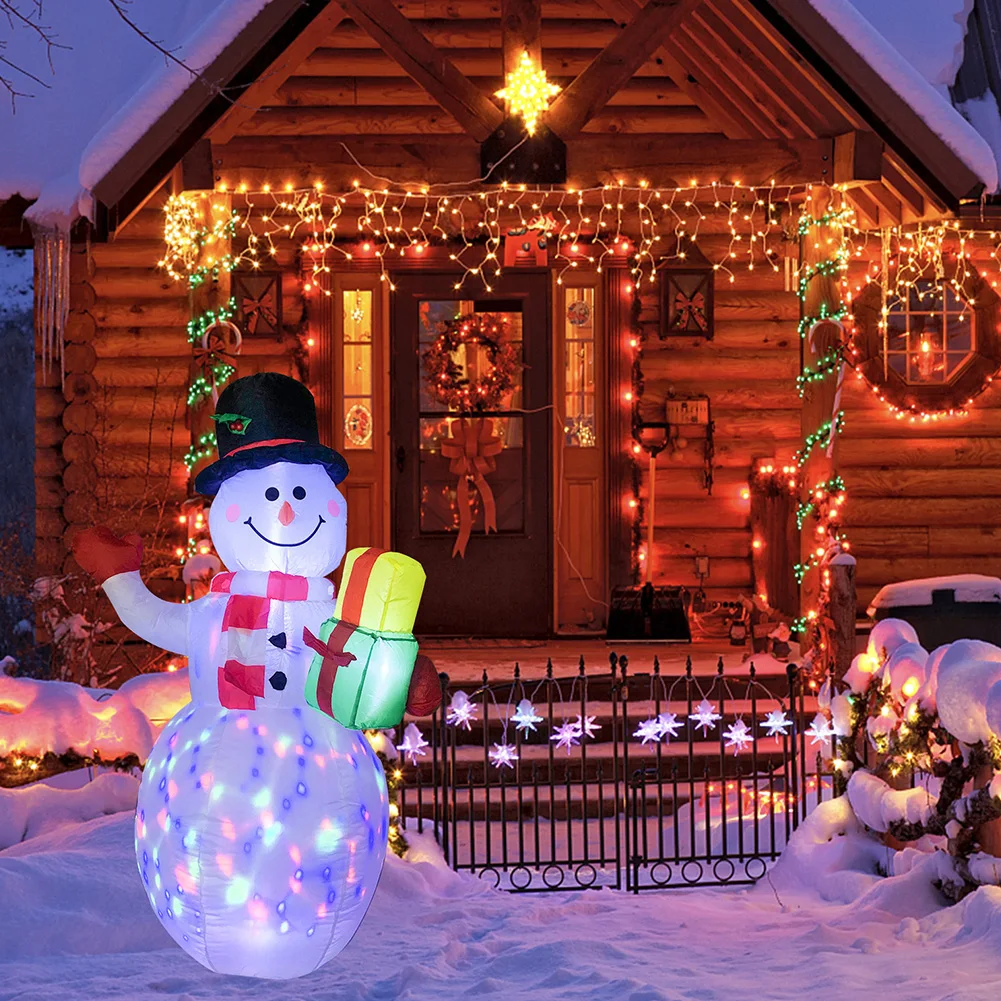 

1.5m Inflatable Christmas Snowman with LED Lights Inflated Snowman Outdoor Decoration for Garden Lawn Courtyard Party Xmas Decor