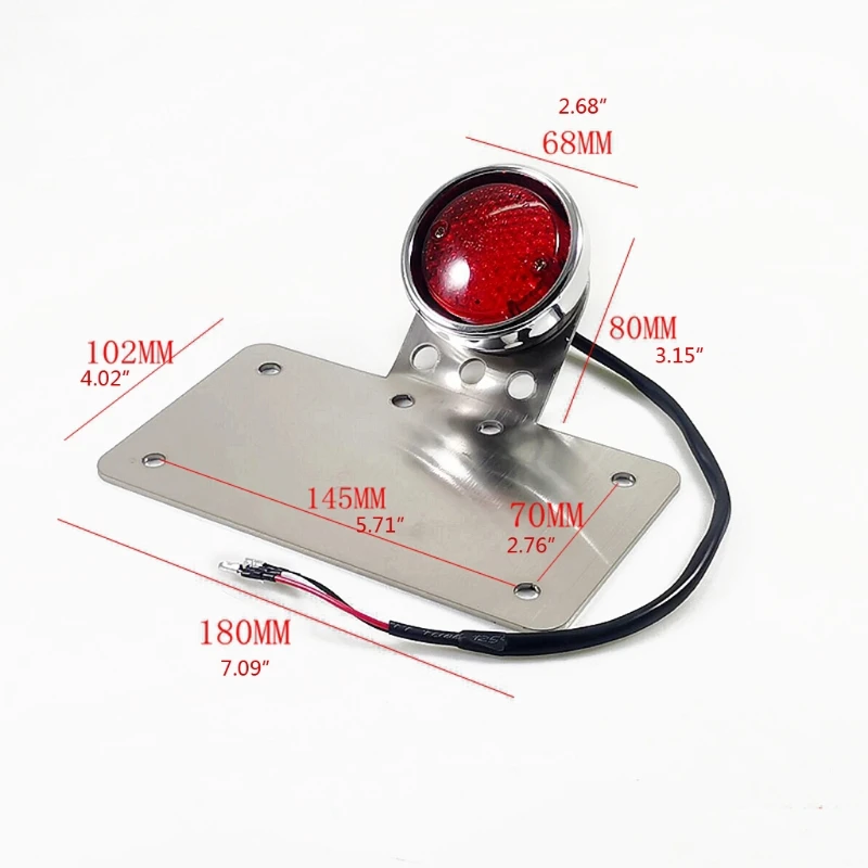 

Motorcycle Rear Tail Brake Light Rear Stop Brake Light Stainless Steel Mount License Plate Bracket Lamp