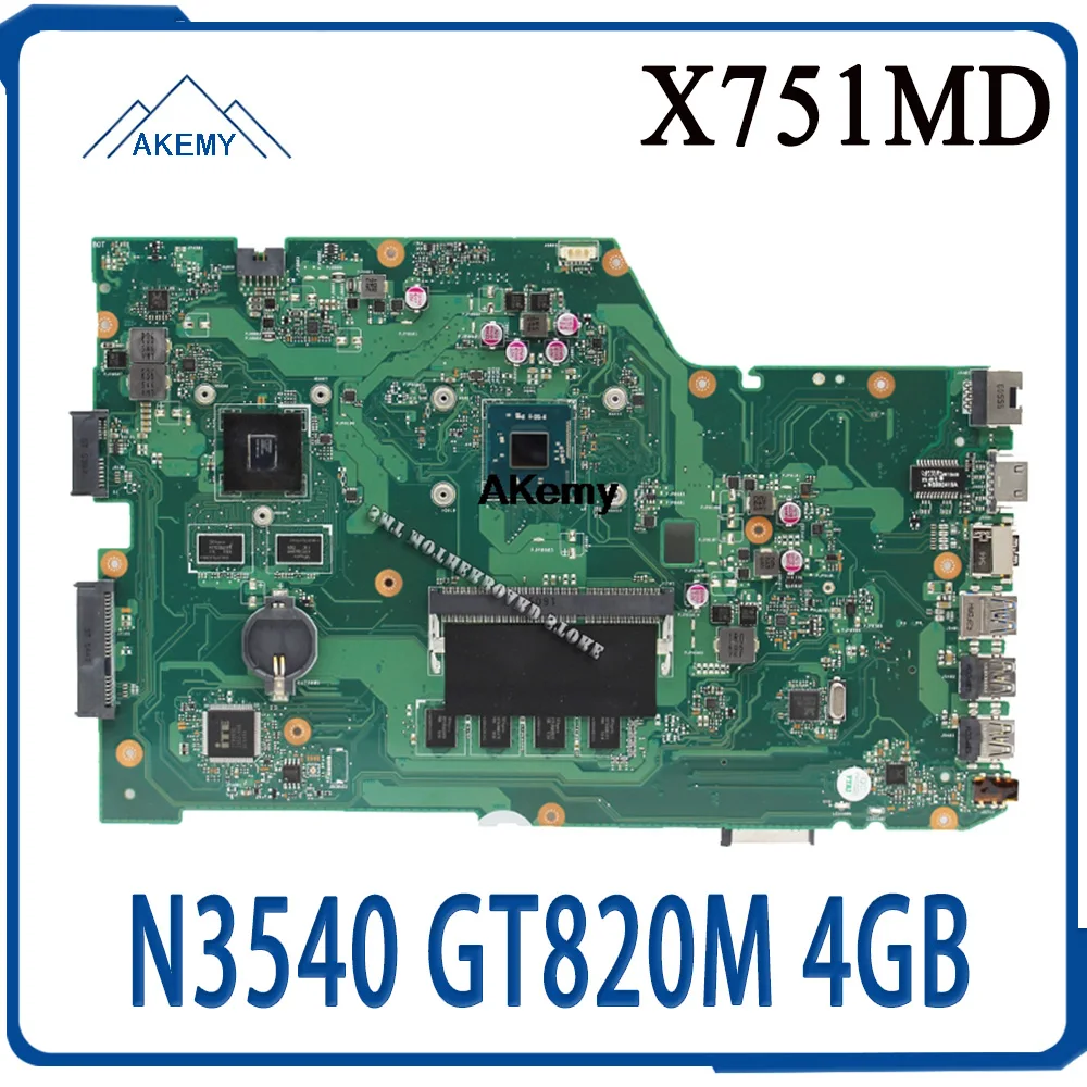 X751MD материнская плата N3540 GT820M 4 Гб RAM REV: 2 0 для For Asus k751M K751MA X751MA X751MJ R752M ноутбука 100%