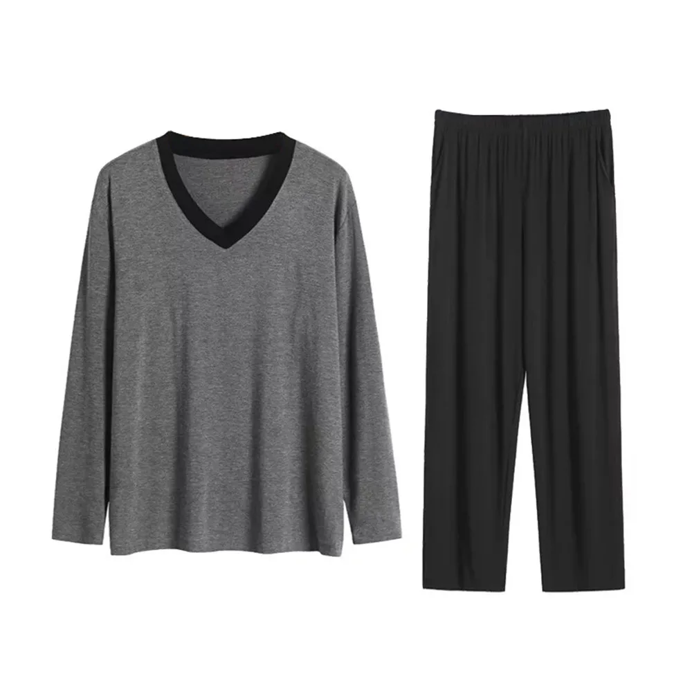 Пижамный комплект мужской из двух предметов с длинными рукавами и штанами |