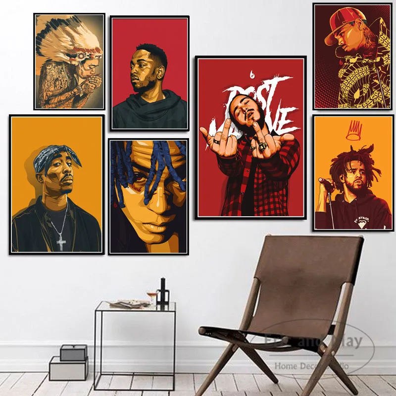 2Pac Tupac J Cole Post Malone XXXTentacion постер рэпера поп звезды картина настенное искусство