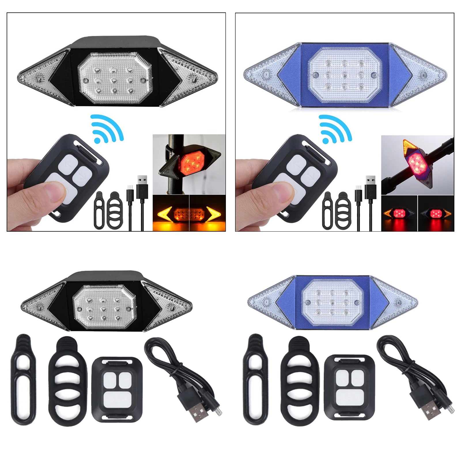 

Smart Bike Turning Signal Taillight Cycling USB Bicycle Rechargeable Rear Light Remote Control Warning Lamp for Outdoor Sports