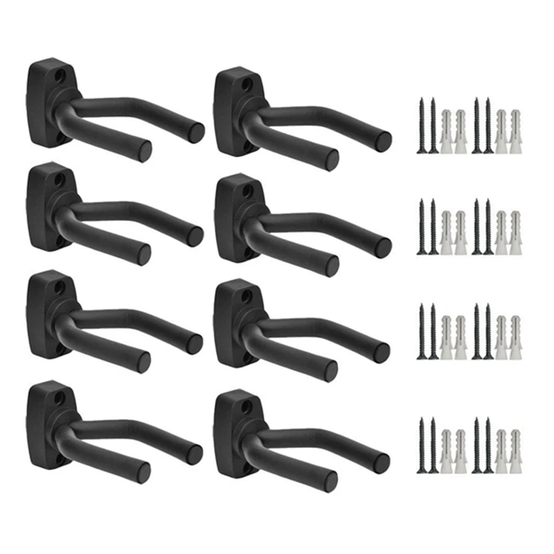 

8 x Guitar Hanger Hook Holder Wall Mount Display Acoustic Guitar Stand Ukulele Bass Mandolin Banjo Wall Mounts Hangers Black