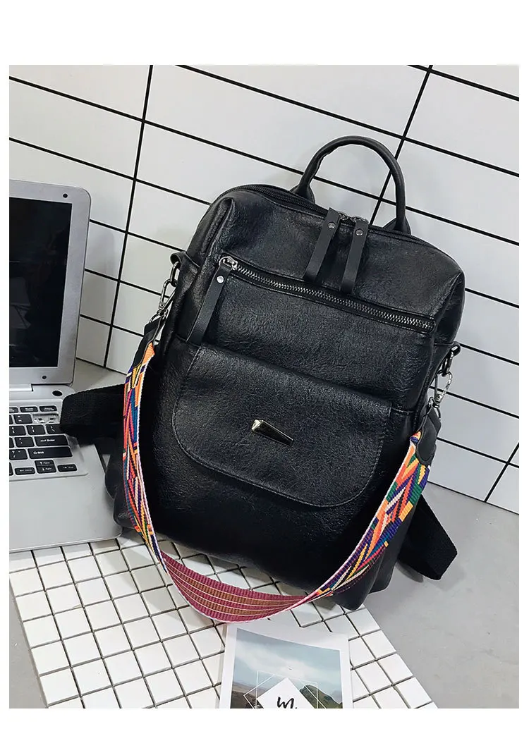 Женский рюкзак из искусственной кожи высокого качества однотонный для девочек