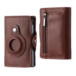 Leather Airtag Wallet Men Women ID Credit Card Holder Wallet With Apple AirTags Tracker Case Anti-lo