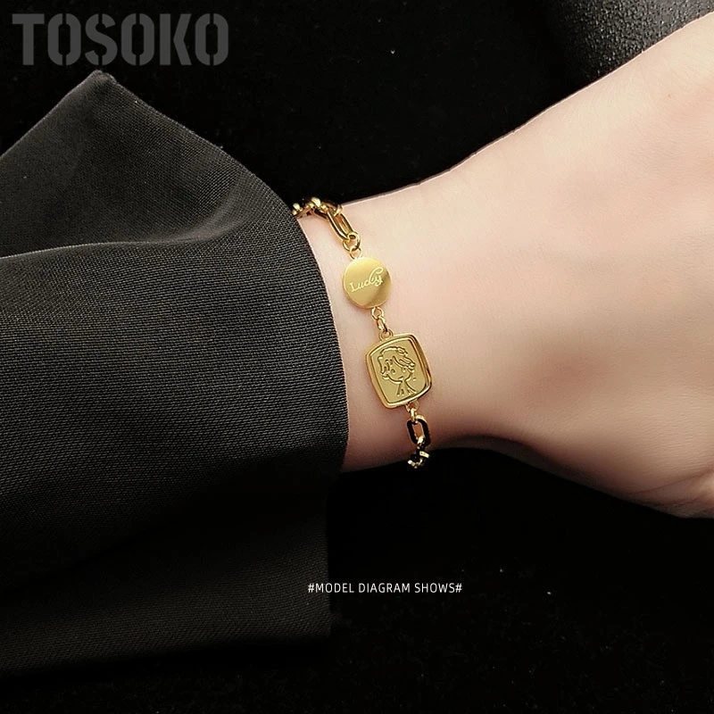 

TOSOKO Fashion Bracelet Classic Stainless Steel Bracelets For Women Anime Women's Bracelets BSE097