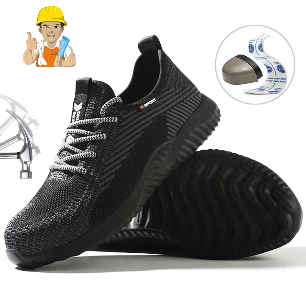 

Мужские летние дышащие легкие защитные туфли, повседневная Рабочая обувь с защитой от проколов и ударов, уличная защитная обувь, кроссовки