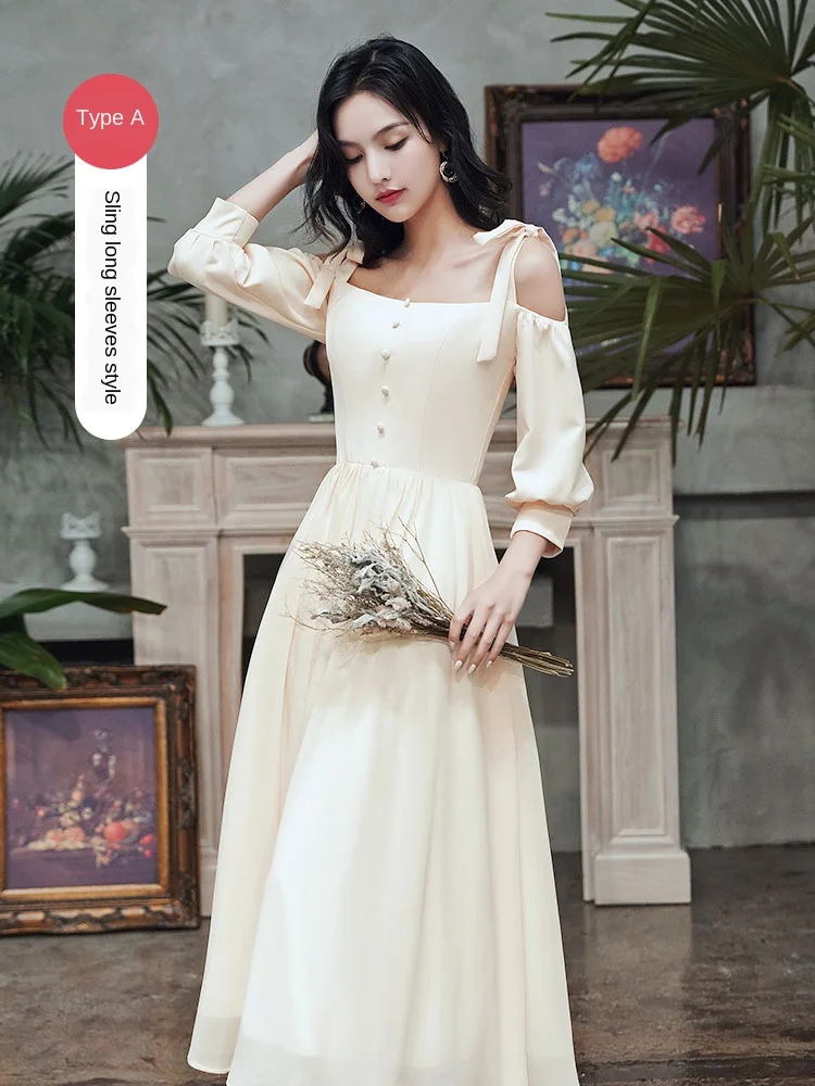 Одежда для подружки невесты цвета шампанского Повседневная одежда Платье феи с