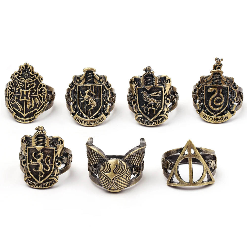 Горячо! Gryffindor Hufflepuff Slytherin Ravenctaw школьные ювелирные изделия с логотипом кольцо для