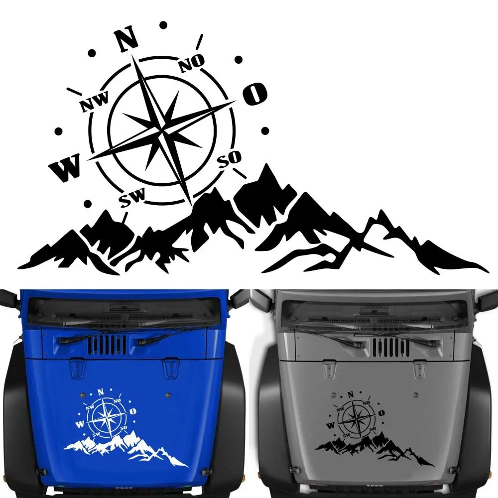 

2 шт. Виниловая пленка для оклеивания автомобилей, Стикеры s и отличительные знаки горы компасная навигация Графический Стикеры капот автом...