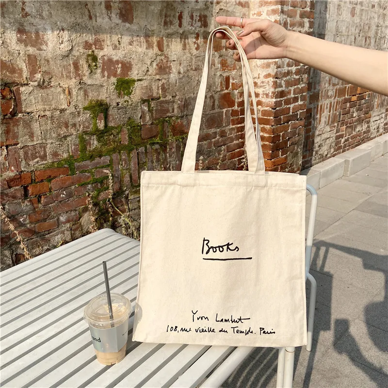 

Yvon Lambert Bookstore Canvas Shoulder Shopper Bags Large Shopping Tote Bag Art Letters Handbag For Women Student Books Bag 2021