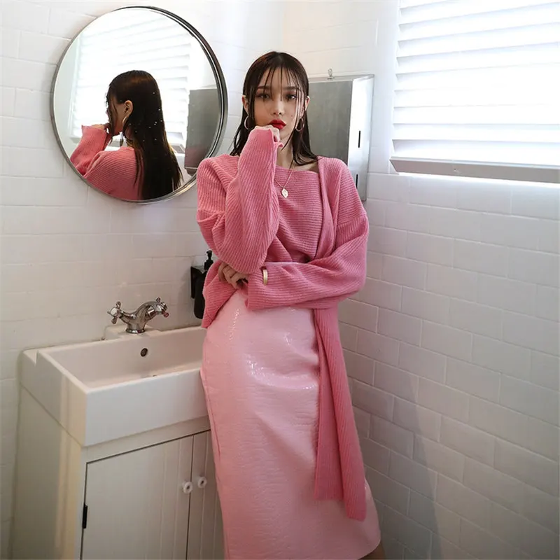 Alien Kitty 2019 Chic Early Autumn Lazy Style Irregular Feminine Solid Pullovers Knitted Fashion Brief Loose All-Match Sweaters | Женская