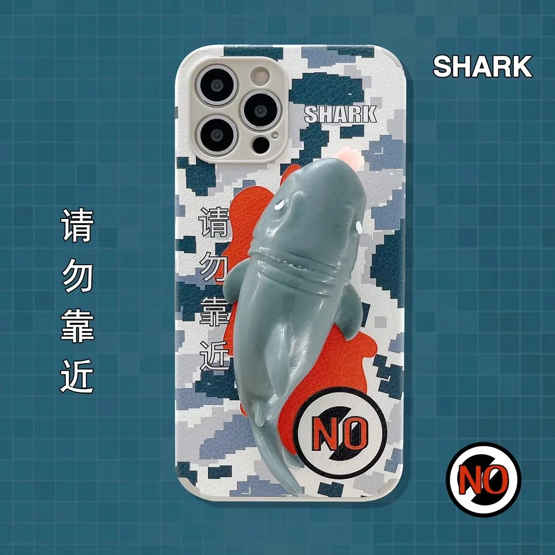 

Relive Stress Push Pop shark Case For iPhone 11 12 Pro Max Mini 6 6s 7 8 Plus XR X XS Protective Cover capa coque