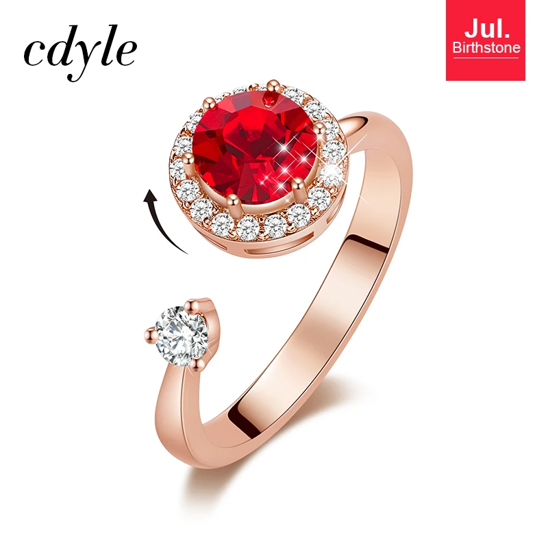 Cdyle кольцо из розового золота, украшенное кристаллом от Swarovski, ювелирные изделия, регулируемый размер, кольца для женщин, подарок на день рождения - Цвет основного камня: Jul. R1014B-S