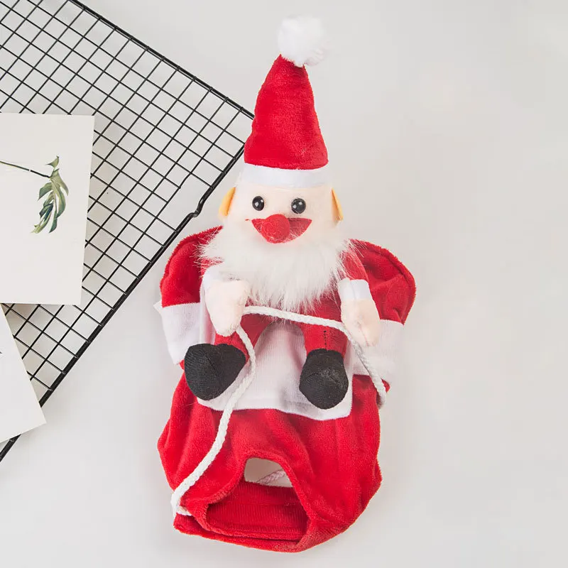 Милый костюм Санта Клауса для верховой езды оленя собаки теплая собака